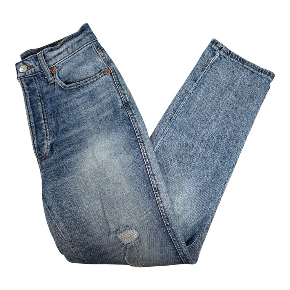 Lucky Brand Drew Mom Jeans Women’s 26 High Rise Distressed Cropped 25” Inseam